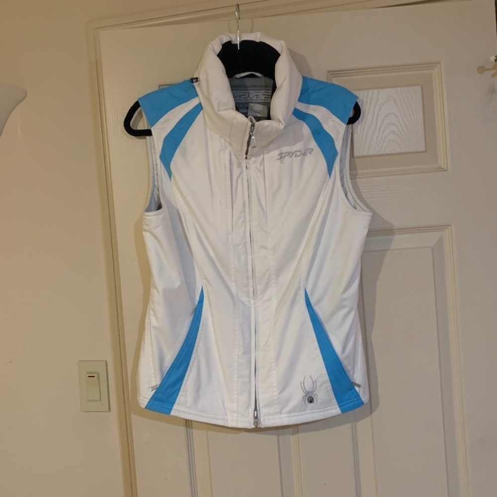 Spider White/Turquoise Blue Lined Vest sz 10
